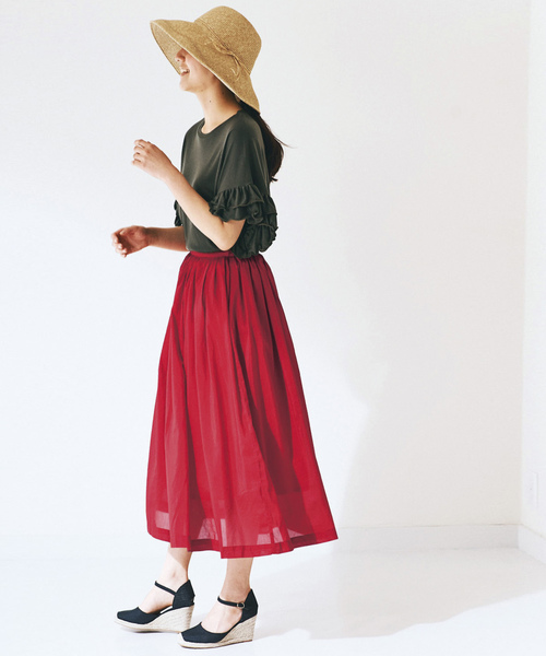 avecmoi（アヴェクモワ）の「ａｖｅｃｍｏｉ　ギャザースカート＜レッド＞（スカート・レディース・ピンク・SMALL/MEDIUM/LARGE/X-LARGE）」の11枚目の写真