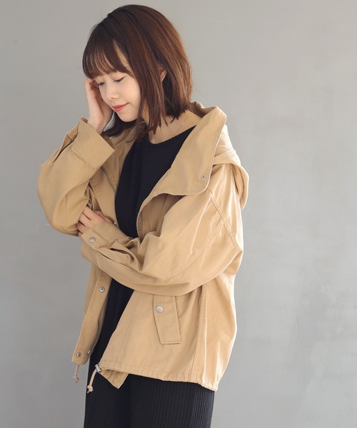 SESTO(セスト)の「ツイルマウンテンパーカーフーディージャケット(マウンテンパーカー・レディース・ブラック/ベージュ/ネイビー/カーキブラウン/カモフラージュ・M)」の4枚目の写真