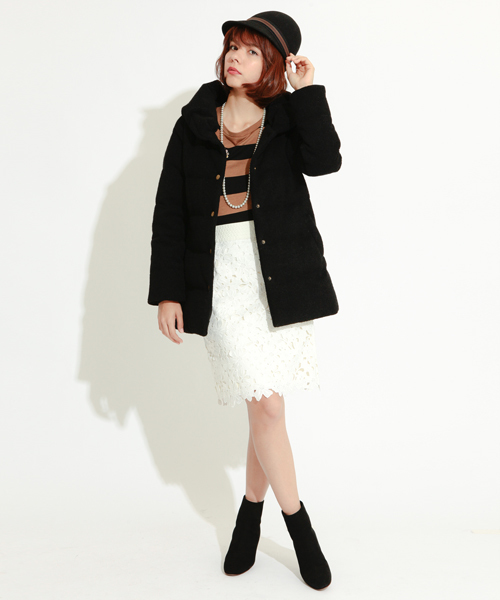 Ray BEAMS（レイビームス）の「□Ray BEAMS / ショールカラー ブークレダウン（ダウンジャケット/コート・レディース・ブラック/ベージュ系その他・0/1）」の10枚目の写真