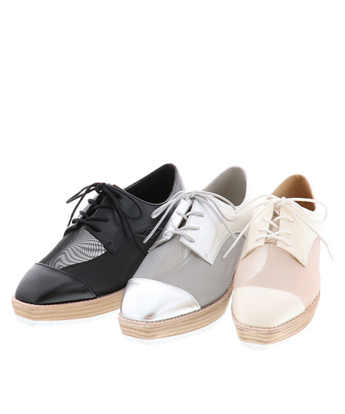 RANDA（ランダ）の「CAMILLE BIS RANDA/メッシュレースアップ厚底 