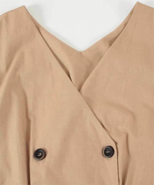 Vネックダブルボタンオールインワン（つなぎ/オールインワン