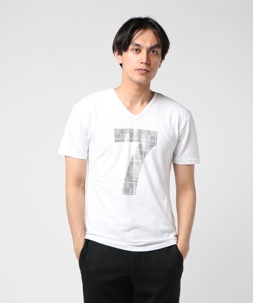おしゃれスタ（オシャレスタ）の「ラインストーンデザインVネック半袖Tシャツ(SS)（Tシャツ/カットソー・メンズ・ホワイト/ブラック/ホワイト系その他/ブラック系その他・M/L）」の22枚目の写真