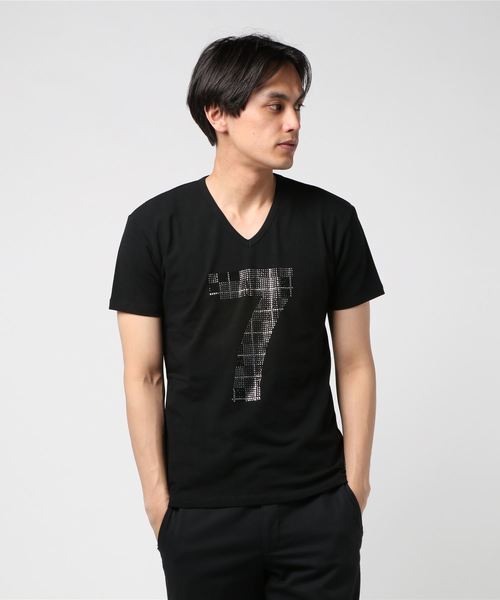 おしゃれスタ（オシャレスタ）の「ラインストーンデザインVネック半袖Tシャツ(SS)（Tシャツ/カットソー・メンズ・ホワイト/ブラック/ホワイト系その他/ブラック系その他・M/L）」の20枚目の写真