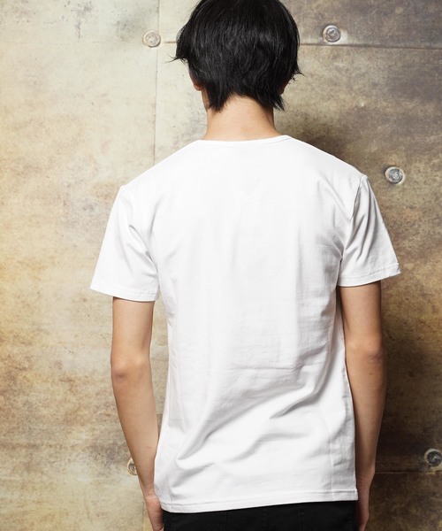 おしゃれスタ（オシャレスタ）の「ラインストーンデザインVネック半袖Tシャツ(SS)（Tシャツ/カットソー・メンズ・ホワイト/ブラック/ホワイト系その他/ブラック系その他・M/L）」の10枚目の写真