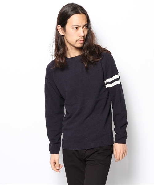 green label relaxing（グリーンレーベルリラクシング）の「BOUCLE LINE BOAT/N 12G ニット ◆（ニット/セーター・メンズ・グレー/ネイビー・MEDIUM/LARGE/SMALL）」の2枚目の写真