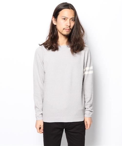 green label relaxing（グリーンレーベルリラクシング）の「BOUCLE LINE BOAT/N 12G ニット ◆（ニット/セーター・メンズ・グレー/ネイビー・MEDIUM/LARGE/SMALL）」の3枚目の写真