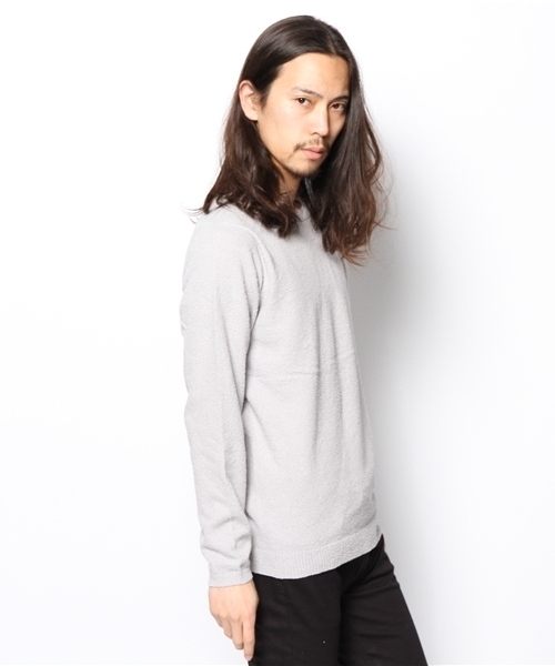 green label relaxing（グリーンレーベルリラクシング）の「BOUCLE LINE BOAT/N 12G ニット ◆（ニット/セーター・メンズ・グレー/ネイビー・MEDIUM/LARGE/SMALL）」の4枚目の写真