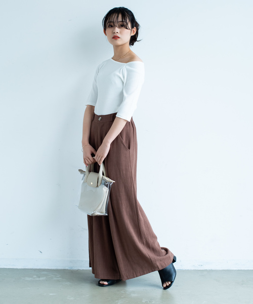 Aunt Marie's（アントマリーズ）の「AUNT MARIE'S テレコリブワンショルTOPS（Tシャツ/カットソー・レディース・ブラック/ベージュ/アイボリー・FREE）」の11枚目の写真