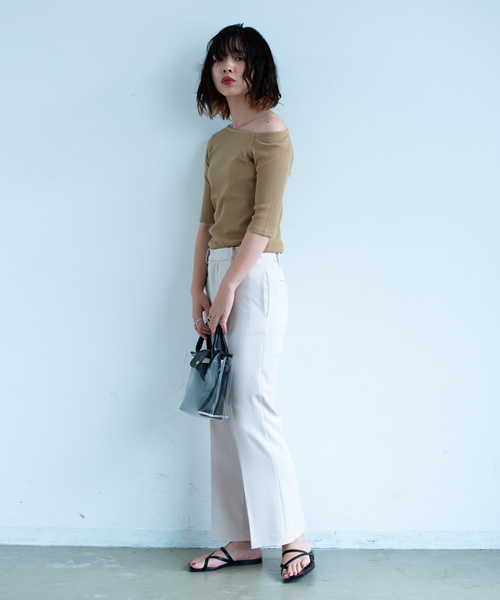 Aunt Marie's（アントマリーズ）の「AUNT MARIE'S テレコリブワンショルTOPS（Tシャツ/カットソー・レディース・ブラック/ベージュ/アイボリー・FREE）」の16枚目の写真