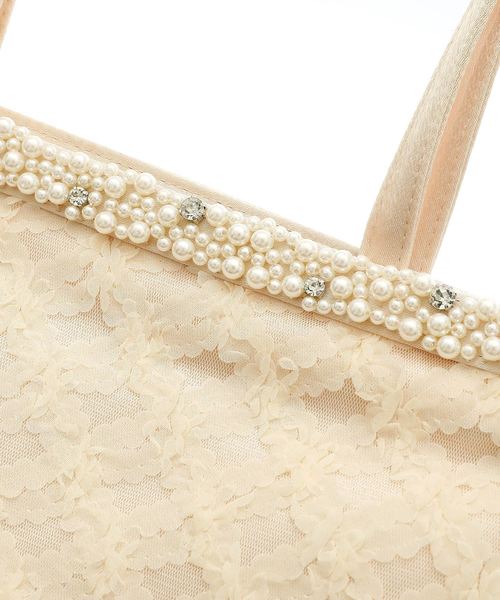PourVous(プールヴー)の「レース&パール トートバッグ 同窓会 結婚式 オケージョン 二次会 (トートバッグ・レディース・ブラック/ベージュ・FREE)」の11枚目の写真