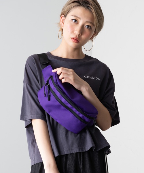 WEGO(ウィゴー)の「WEGO/ダブルジップボックスウエストバッグ(ボディバッグ/ウエストポーチ・メンズ・パープル/ブラック/その他2/その他3/その他1・FREE)」の1枚目の写真