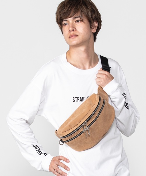 WEGO（ウィゴー）の「WEGO/シンセティックレザーWジップボックスウエストバッグ（ボディバッグ/ウエストポーチ・メンズ・ベージュ/グレー/ブラック/その他1/ブラック系その他・FREE）」の4枚目の写真