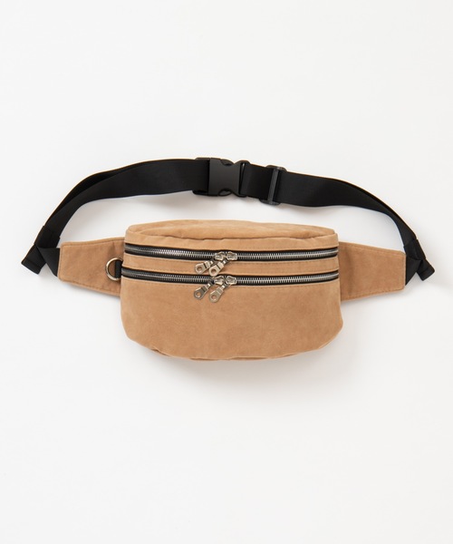 WEGO（ウィゴー）の「WEGO/シンセティックレザーWジップボックスウエストバッグ（ボディバッグ/ウエストポーチ・メンズ・ベージュ/グレー/ブラック/その他1/ブラック系その他・FREE）」の9枚目の写真