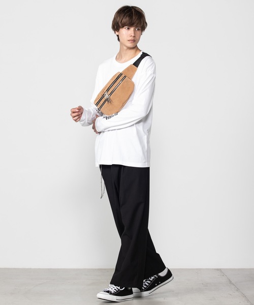 WEGO（ウィゴー）の「WEGO/シンセティックレザーWジップボックスウエストバッグ（ボディバッグ/ウエストポーチ・メンズ・ベージュ/グレー/ブラック/その他1/ブラック系その他・FREE）」の16枚目の写真