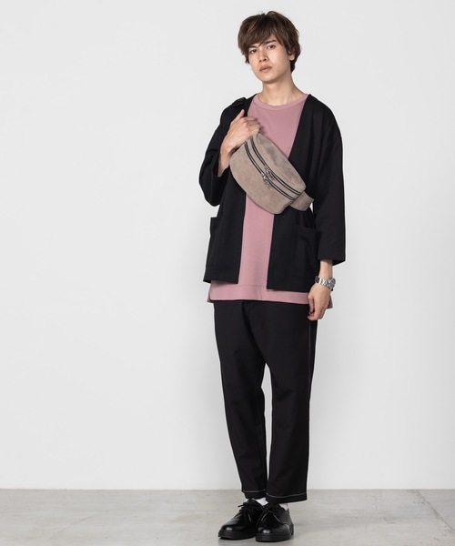 WEGO（ウィゴー）の「WEGO/シンセティックレザーWジップボックスウエストバッグ（ボディバッグ/ウエストポーチ・メンズ・ベージュ/グレー/ブラック/その他1/ブラック系その他・FREE）」の19枚目の写真