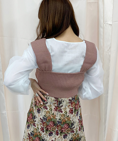 apres jour(アプレジュール)の「ケーブルビスチェ×ブラウスセット【ZOZOTOWN限定アイテム】(シャツ/ブラウス・レディース・ブラック/アイボリー/モカ・フリー)」の7枚目の写真