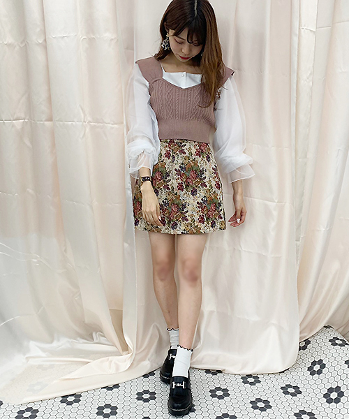 apres jour(アプレジュール)の「ケーブルビスチェ×ブラウスセット【ZOZOTOWN限定アイテム】(シャツ/ブラウス・レディース・ブラック/アイボリー/モカ・フリー)」の8枚目の写真