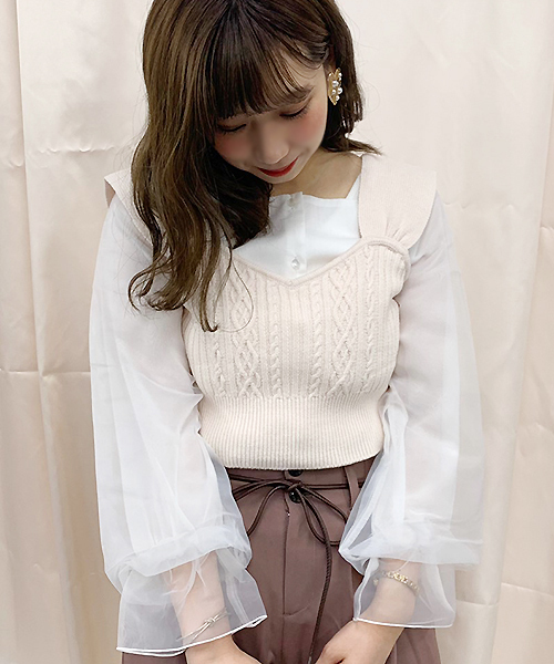 apres jour(アプレジュール)の「ケーブルビスチェ×ブラウスセット【ZOZOTOWN限定アイテム】(シャツ/ブラウス・レディース・ブラック/アイボリー/モカ・フリー)」の15枚目の写真