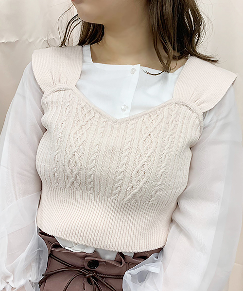 apres jour(アプレジュール)の「ケーブルビスチェ×ブラウスセット【ZOZOTOWN限定アイテム】(シャツ/ブラウス・レディース・ブラック/アイボリー/モカ・フリー)」の16枚目の写真