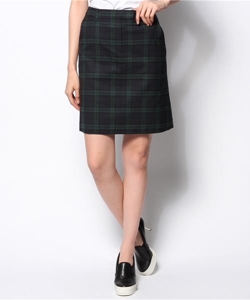 ELFORBR（エルフォーブル）の「チェックＡラインスカート（スカート・レディース・グリーン/ネイビー・38/36）」の2枚目の写真