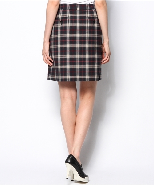 ELFORBR（エルフォーブル）の「チェックＡラインスカート（スカート・レディース・グリーン/ネイビー・38/36）」の4枚目の写真