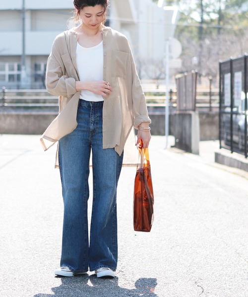 reca(レカ)の「バンドカラーシアーシャツ(シャツ/ブラウス・レディース・ベージュ/ホワイト/オリーブ・M)」の14枚目の写真