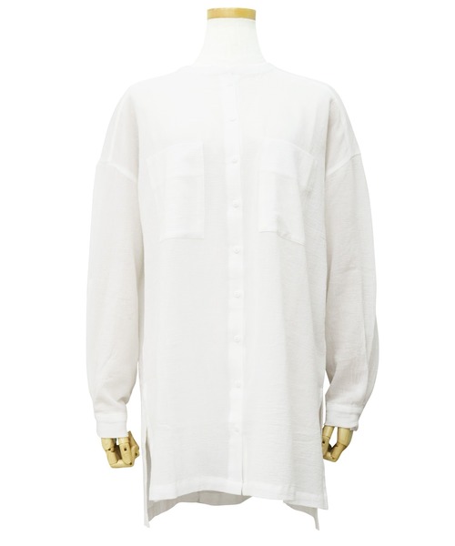 reca(レカ)の「バンドカラーシアーシャツ(シャツ/ブラウス・レディース・ベージュ/ホワイト/オリーブ・M)」の17枚目の写真