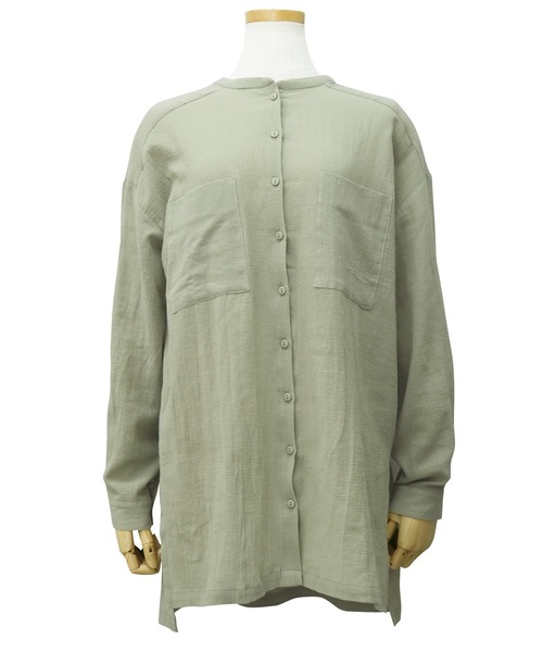 reca(レカ)の「バンドカラーシアーシャツ(シャツ/ブラウス・レディース・ベージュ/ホワイト/オリーブ・M)」の20枚目の写真