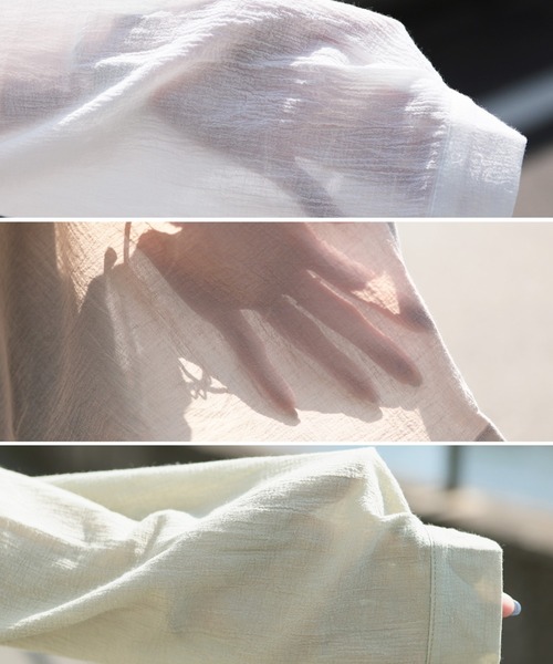 reca(レカ)の「バンドカラーシアーシャツ(シャツ/ブラウス・レディース・ベージュ/ホワイト/オリーブ・M)」の12枚目の写真