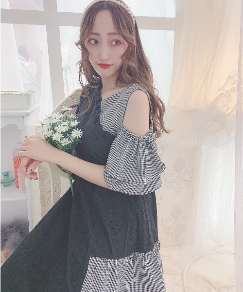 Swankiss(スワンキス)の「HS gingham cotton O/P(ワンピース・レディース・ホワイト/ブラック/ブラック×ブラック/ホワイト×ピンク・FREE)」の9枚目の写真