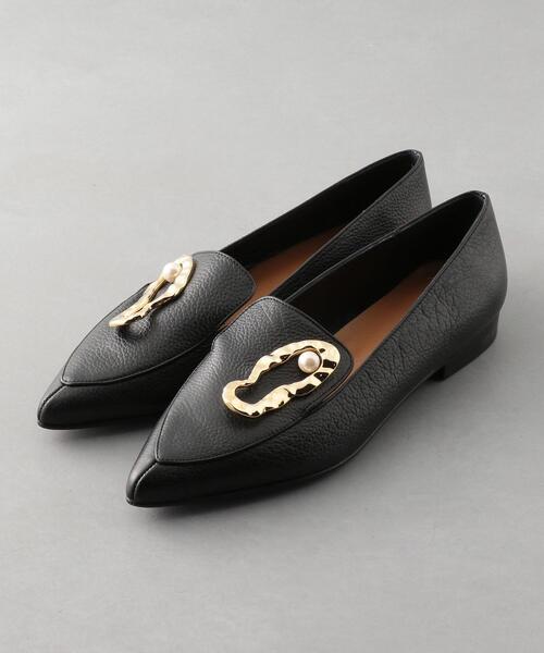 新品Odette e Odile 黒 ローファー スタッズ付き スタッズラインローファー フラット20↑