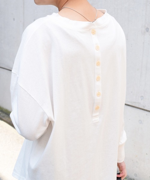 Marient（マリエント）の「バックヘンリーカットＰＯ/プルオーバー（Tシャツ/カットソー・レディース・ライトグリーン/ホワイト・FREE）」の3枚目の写真