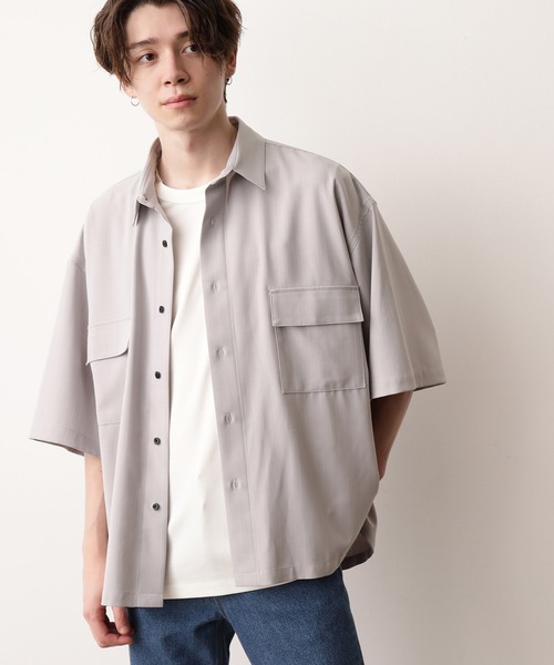 JUNRED（ジュンレッド）の「ピンストライプモンスタービッグシャツ（シャツ/ブラウス・メンズ・ホワイト/ライトグレー/ベージュ・M/L）」の3枚目の写真