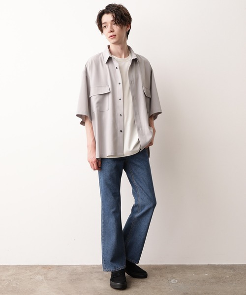 JUNRED（ジュンレッド）の「ピンストライプモンスタービッグシャツ（シャツ/ブラウス・メンズ・ホワイト/ライトグレー/ベージュ・M/L）」の19枚目の写真