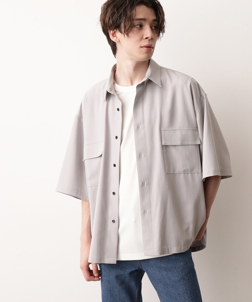 JUNRED（ジュンレッド）の「ピンストライプモンスタービッグシャツ（シャツ/ブラウス・メンズ・ホワイト/ライトグレー/ベージュ・M/L）」の16枚目の写真