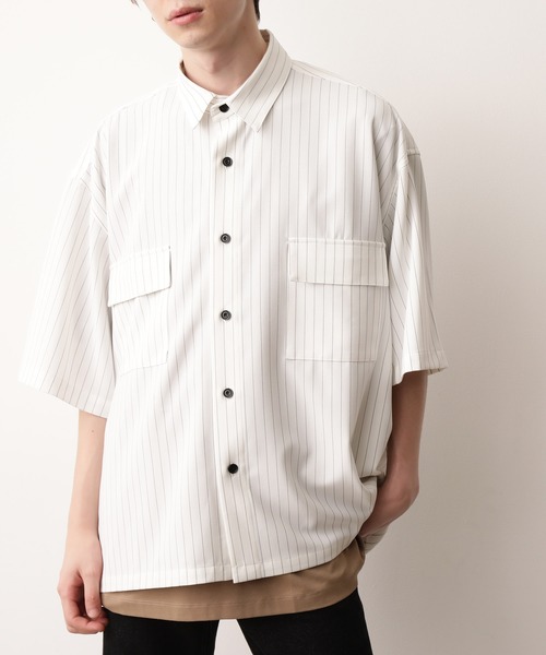 JUNRED（ジュンレッド）の「ピンストライプモンスタービッグシャツ（シャツ/ブラウス・メンズ・ホワイト/ライトグレー/ベージュ・M/L）」の11枚目の写真