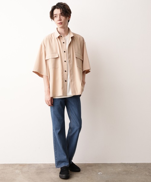 JUNRED（ジュンレッド）の「ピンストライプモンスタービッグシャツ（シャツ/ブラウス・メンズ・ホワイト/ライトグレー/ベージュ・M/L）」の9枚目の写真