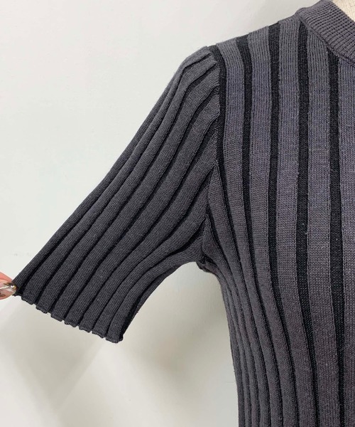 PICCIN（ピッチン）の「綿麻リブトップス（ニット/セーター・レディース・ベージュ/オフホワイト/グレー・M）」の9枚目の写真