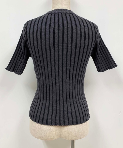 PICCIN（ピッチン）の「綿麻リブトップス（ニット/セーター・レディース・ベージュ/オフホワイト/グレー・M）」の6枚目の写真