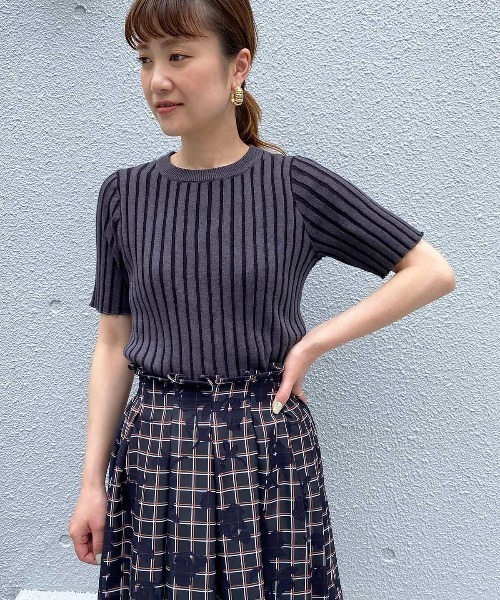 PICCIN（ピッチン）の「綿麻リブトップス（ニット/セーター・レディース・ベージュ/オフホワイト/グレー・M）」の12枚目の写真