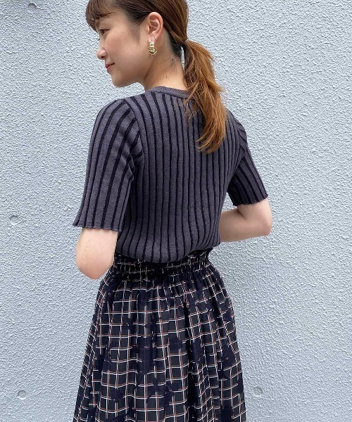 PICCIN（ピッチン）の「綿麻リブトップス（ニット/セーター・レディース・ベージュ/オフホワイト/グレー・M）」の14枚目の写真