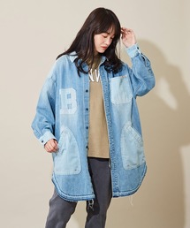 TOBILA（トビラ）の「デニム組み合わせリメイク風コート（デニム
