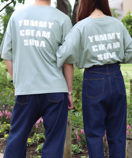 PairPair（ペアペア）の「クリームソーダプリントT(男女兼用)（Tシャツ/カットソー・レディース・オフホワイト/ライトブルー/スミクロ・FREE）」の3枚目の写真