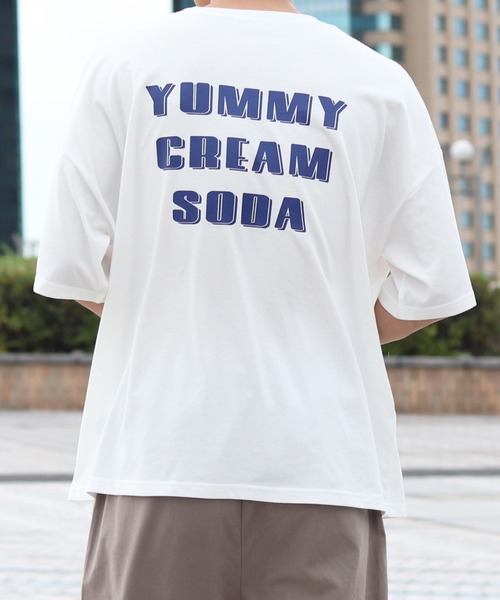 PairPair（ペアペア）の「クリームソーダプリントT(男女兼用)（Tシャツ/カットソー・レディース・オフホワイト/ライトブルー/スミクロ・FREE）」の5枚目の写真