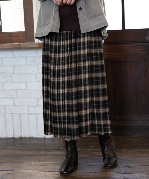 LAKOLE（ラコレ）の「チェック柄プリーツロングスカート / LAKOLE