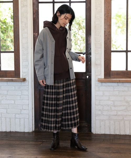 Rokh ロングプリーツスカート ブラック ベージュ チェック Rokh ロングプリーツスカート ブラック ベージュ チェック Rokh ロング