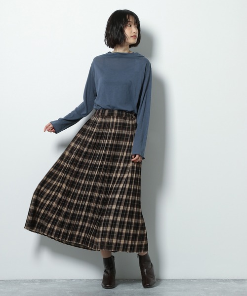LAKOLE（ラコレ）の「チェック柄プリーツロングスカート / LAKOLE