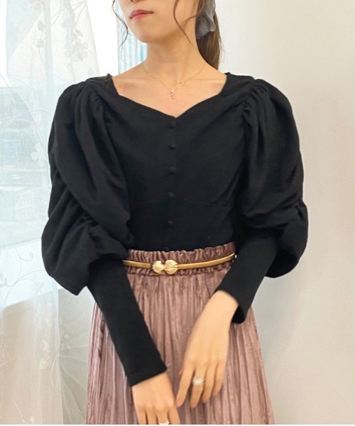 apres jour（アプレジュール）の「袖コンシャススクエアネックトップス【ZOZOTOWN限定アイテム】（Tシャツ/カットソー・レディース・ブラック/ベージュ/アイボリー・X-LARGE/フリー）」の8枚目の写真