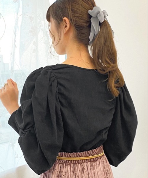 apres jour（アプレジュール）の「袖コンシャススクエアネックトップス【ZOZOTOWN限定アイテム】（Tシャツ/カットソー・レディース・ブラック/ベージュ/アイボリー・X-LARGE/フリー）」の10枚目の写真