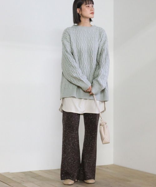 select MOCA(セレクトモカ)の「ケーブル編みループバックリボンニット(ニット/セーター・レディース・ホワイト/ベージュ/ブルー・FREE)」の11枚目の写真